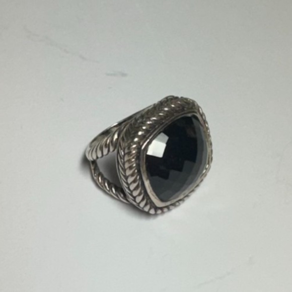 VTG Silver Braided Metal Ring Size 6 with Black Onyx Gemstone Boho Vintage Style - Picture 8 of 10